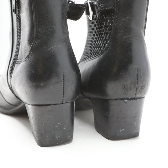 Clarks Artisan Black Leather Ankle Booties Comfort Zip Chelsea Block Heel Boots - Picture 12 of 13